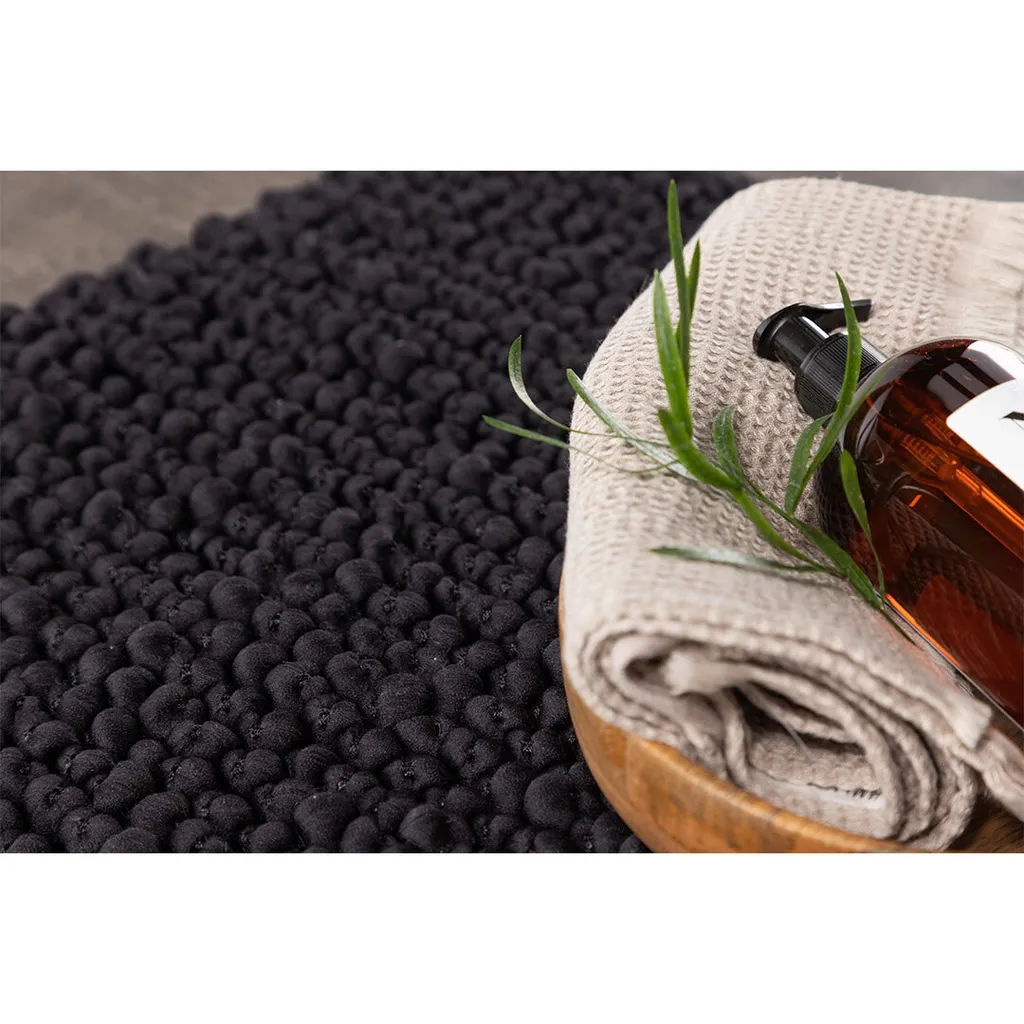Tapis de bain 80x50cm noir Wilmer idéal pour sortie de douche d'angle