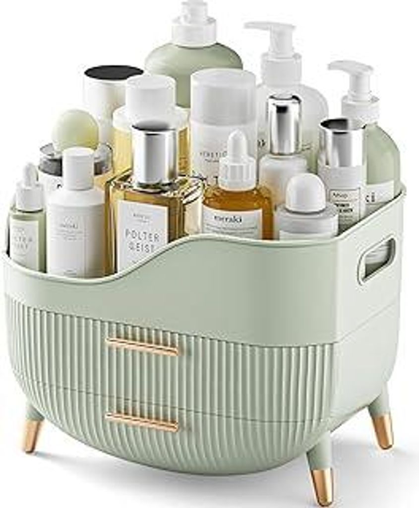 Kousee Make-up-Organizer mit Schubladen, Hautpflege-Organizer für Schminktisch, Aufbewahrungsbox mit Griff, große Kosmetikvitrine für Kommode, B...