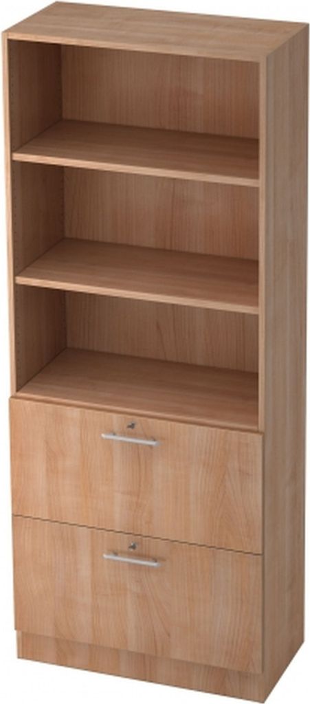 Regal 5 OH 80x42x200,4cm 2HR Sockelblende Griff RE Nussbaum/Nussbaum