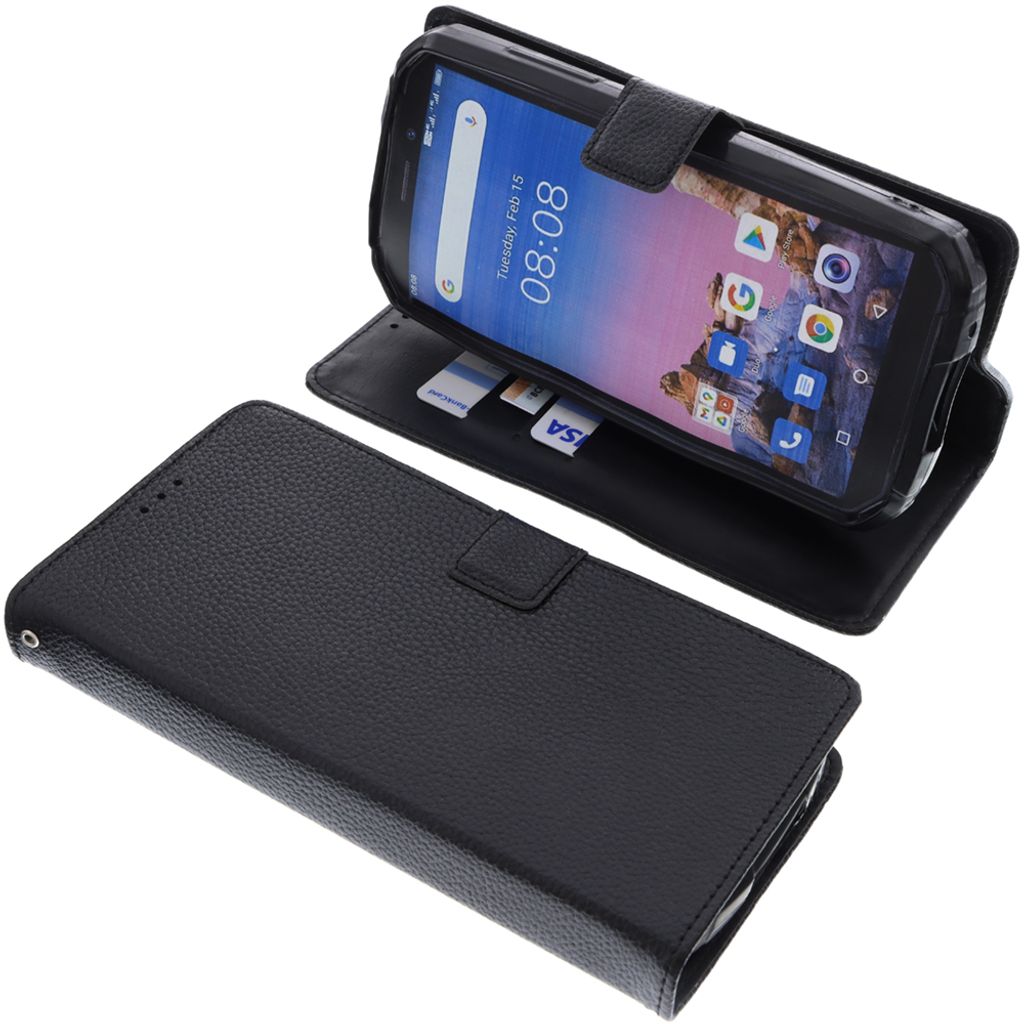 foto-kontor Tasche kompatibel mit Oukitel WP18 Book Style schwarz Schutz Hülle Buch