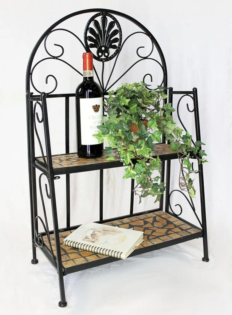 Étagère Mosaïque Métal 2 Niveaux Petit 12006 Bibliothèque 80 cm Fer Forgé