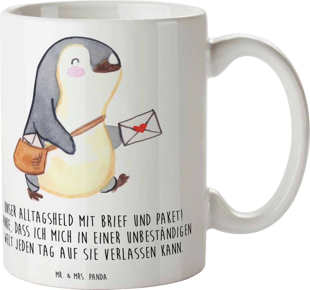 Mr. & Mrs. Panda Teetasse Briefe & Pakete - Weiß - Geschenk, Bedanken, Geschenke, Paketbote, Tasse, Pott, Kaffeetasse, Aufmerksamkeit, täglicher ...