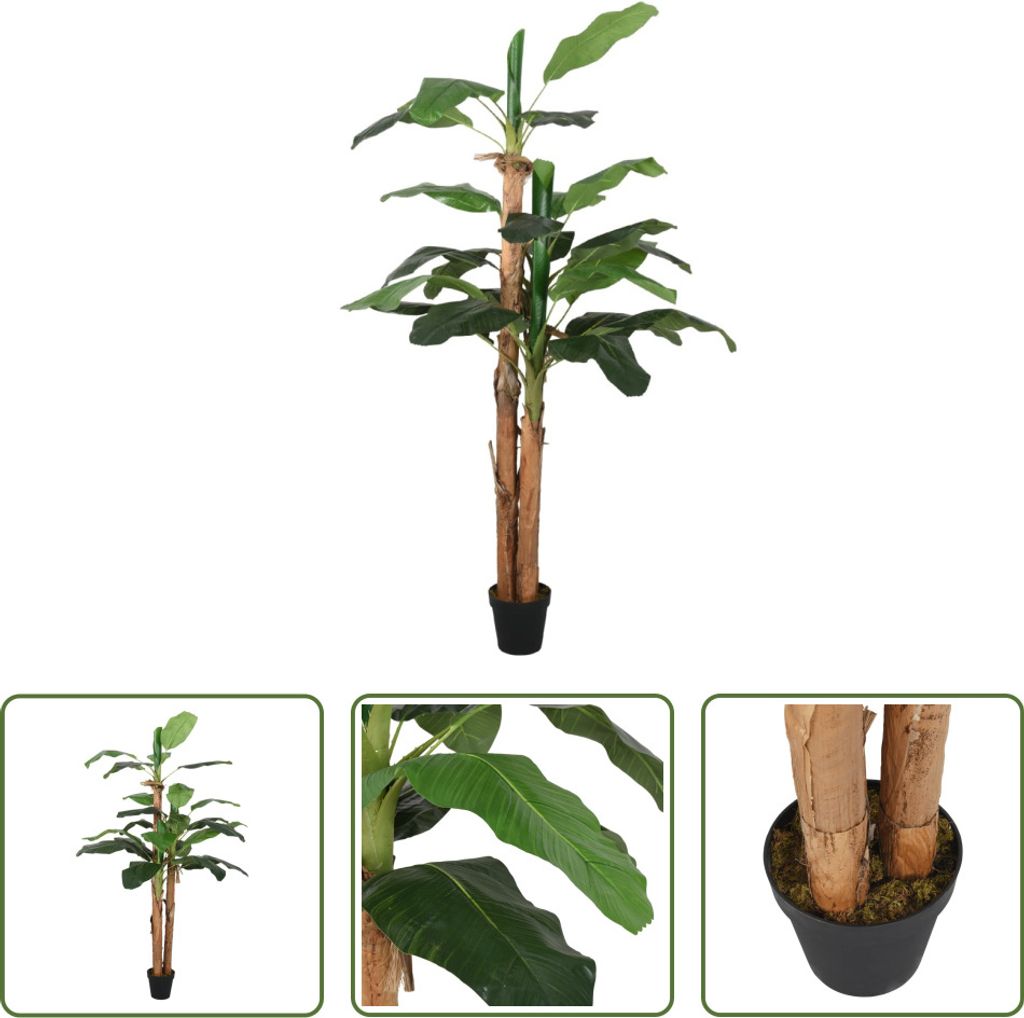 The Living Store Bananenbaum Künstlich 18 Blätter 150 cm Grün