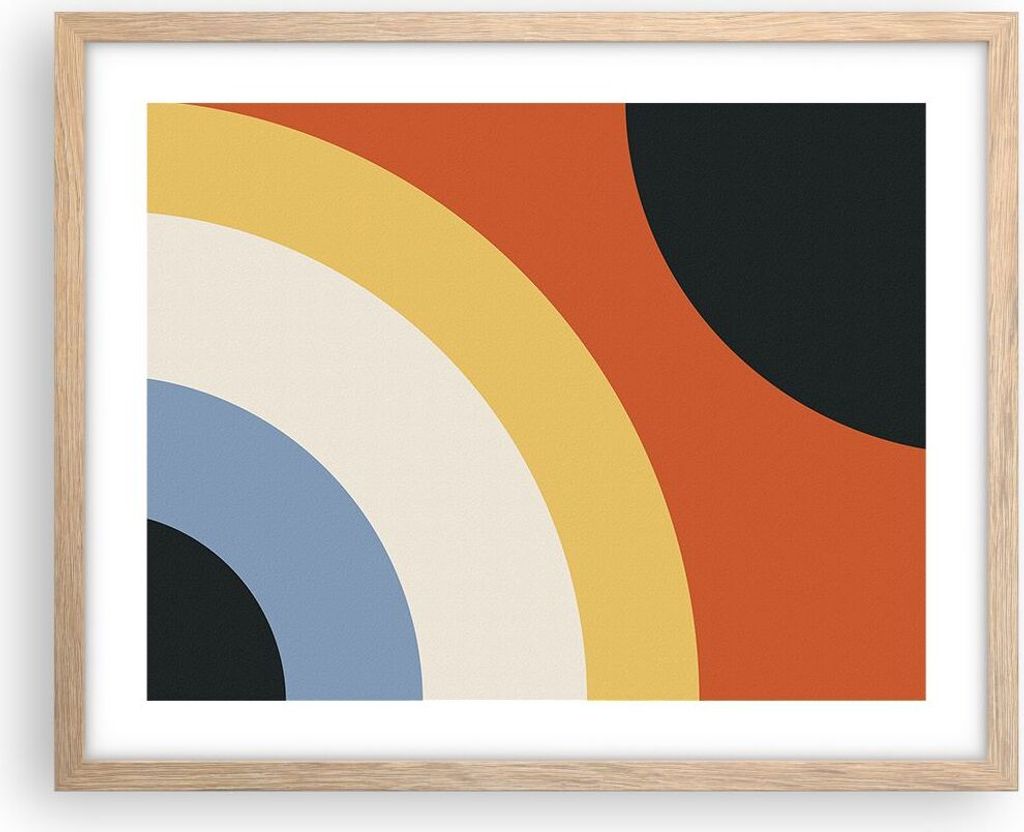 Gerahmtes Poster - Rahmen in heller Eiche - Abstraktion die Farben Radius - 50x40 cm - Wand Bild - Wanddeko - Wandbilder - Wandposter - Bilderrahme...