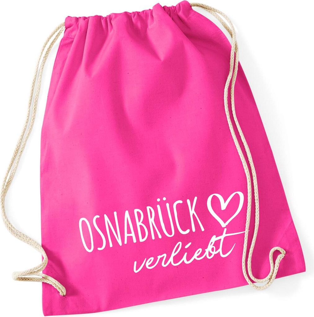 Huuraa Turnbeutel Osnabrück verliebt 12 Liter Fuchsia Baumwolle Rucksack Geschenkidee