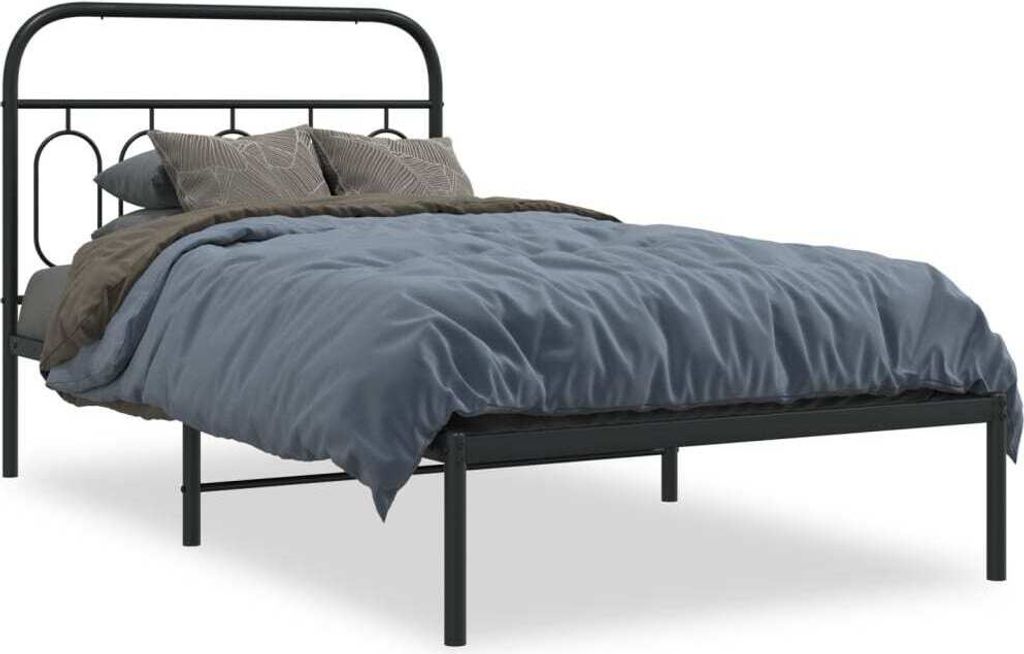 "Rabatt" Bettgestell Komfort - mit Lattenrost - mit Kopfteil Metall Schwarz 100x190 cm - Klassische Betten CC17343