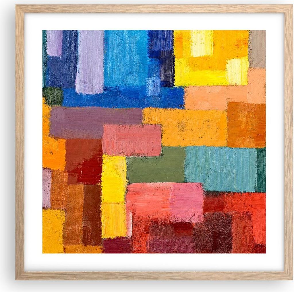 Gerahmtes Poster - Rahmen in heller Eiche - Abstraktion modern - 50x50 cm - Wand Bild - Wanddeko - Wandbilder - Wandposter - Bilderrahmen - Bilder ...