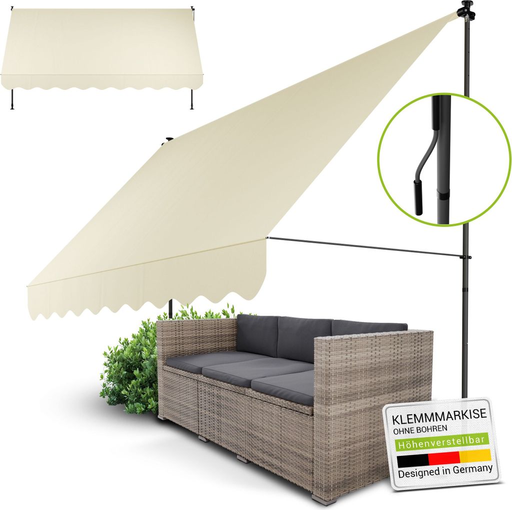 Juskys Klemmmarkise Kapstadt 350x120 cm - Höhenverstellbar, Produktbild 