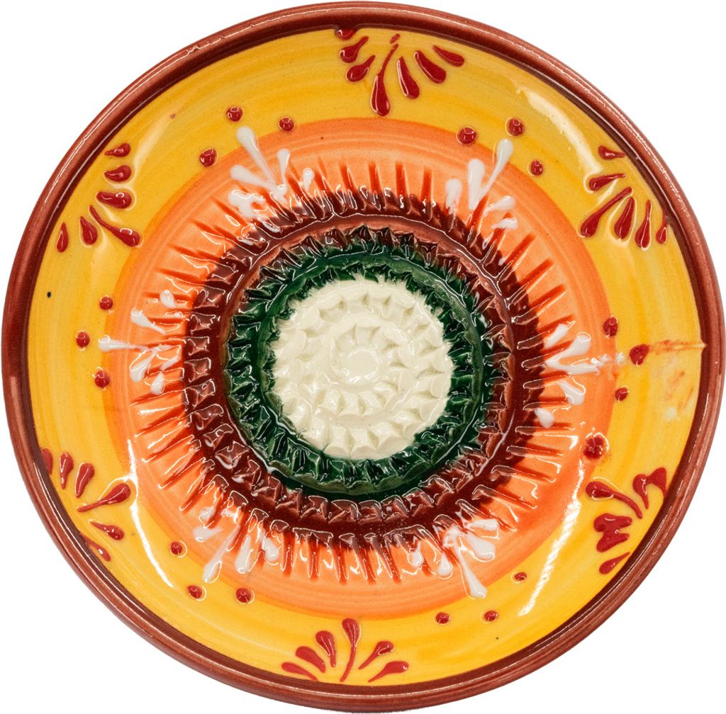 Kaladia Keramik Reibeteller  Weiß / Dunkelgrün / Orange / Produktbild 