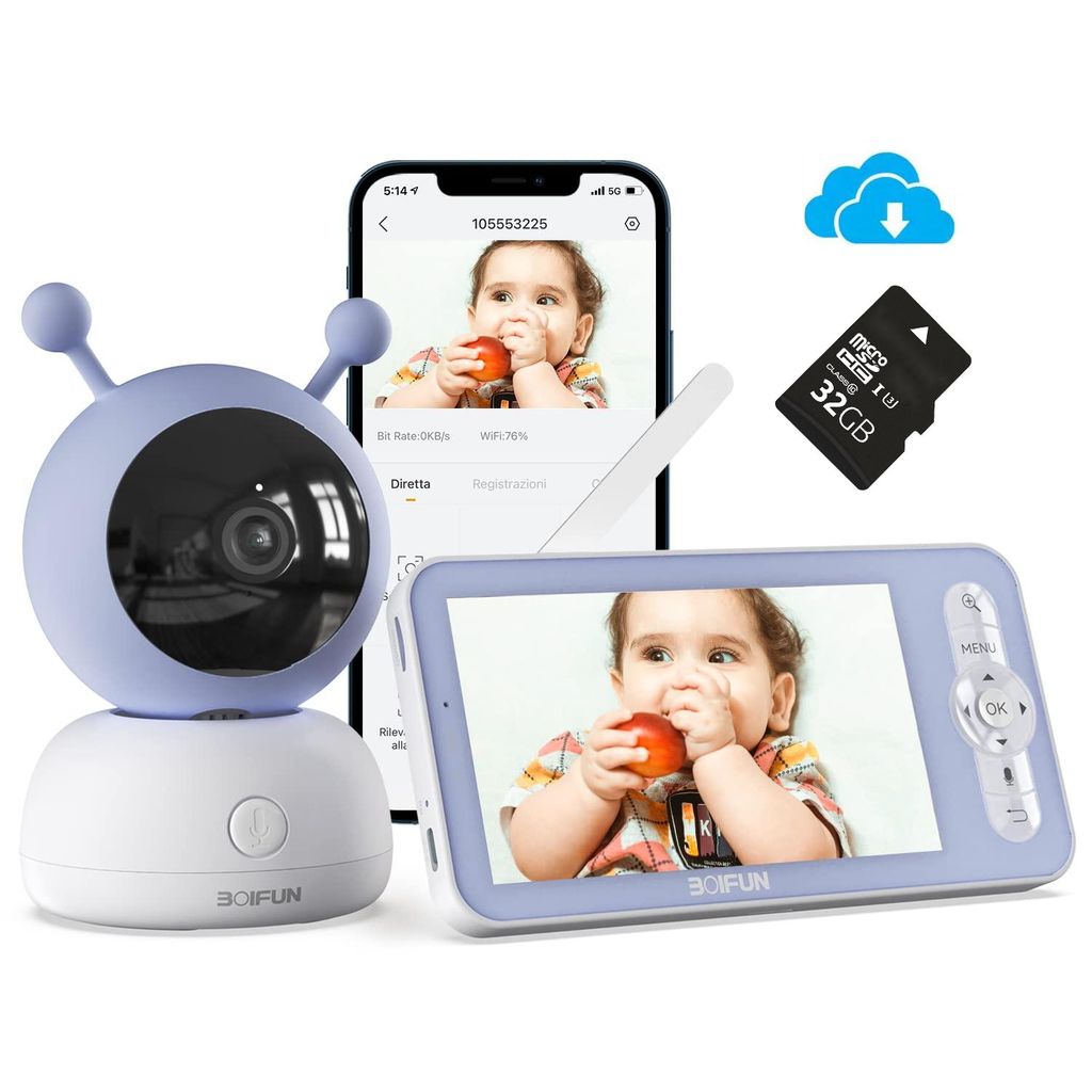BOIFUN Babyphone mit Kamera 5 Zoll LCD Bildschirm Baby Monitor