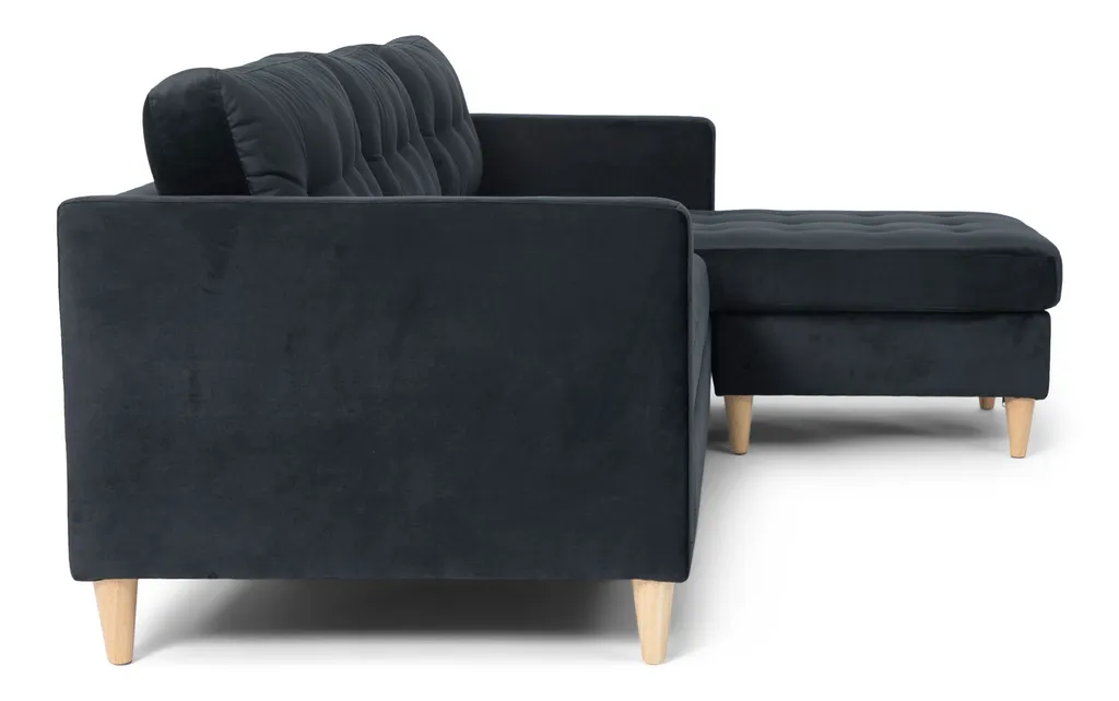 Canapé modulable velours noir angle interchangeable Marino