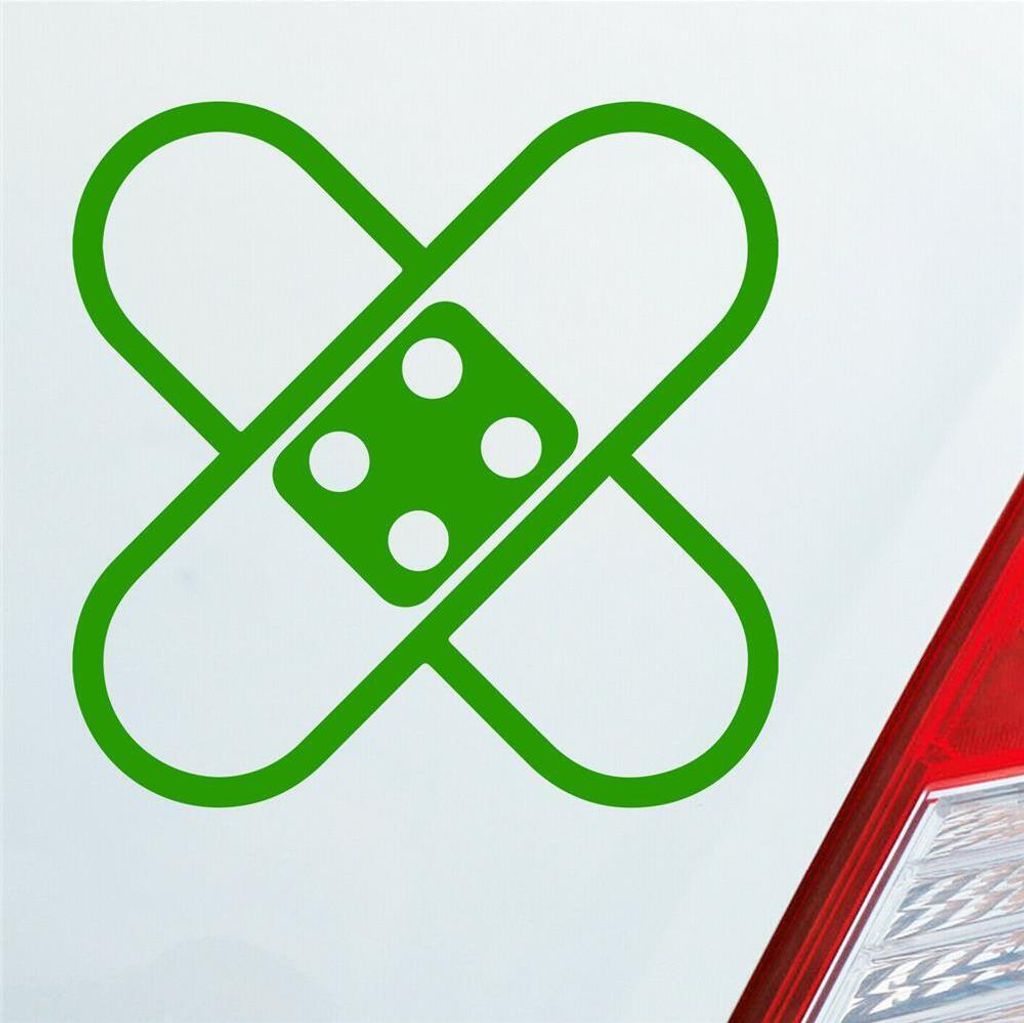 Auto Aufkleber Pflaster Tuning Crash Medizin 10x10 cm Hellgrün Sticker Heckscheibenaufkleber