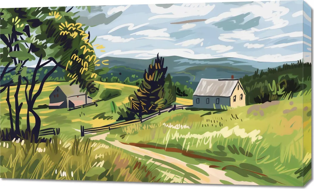 Tableau Image Village Luxuriant 100x60 cm - Décoration Murale Paysage