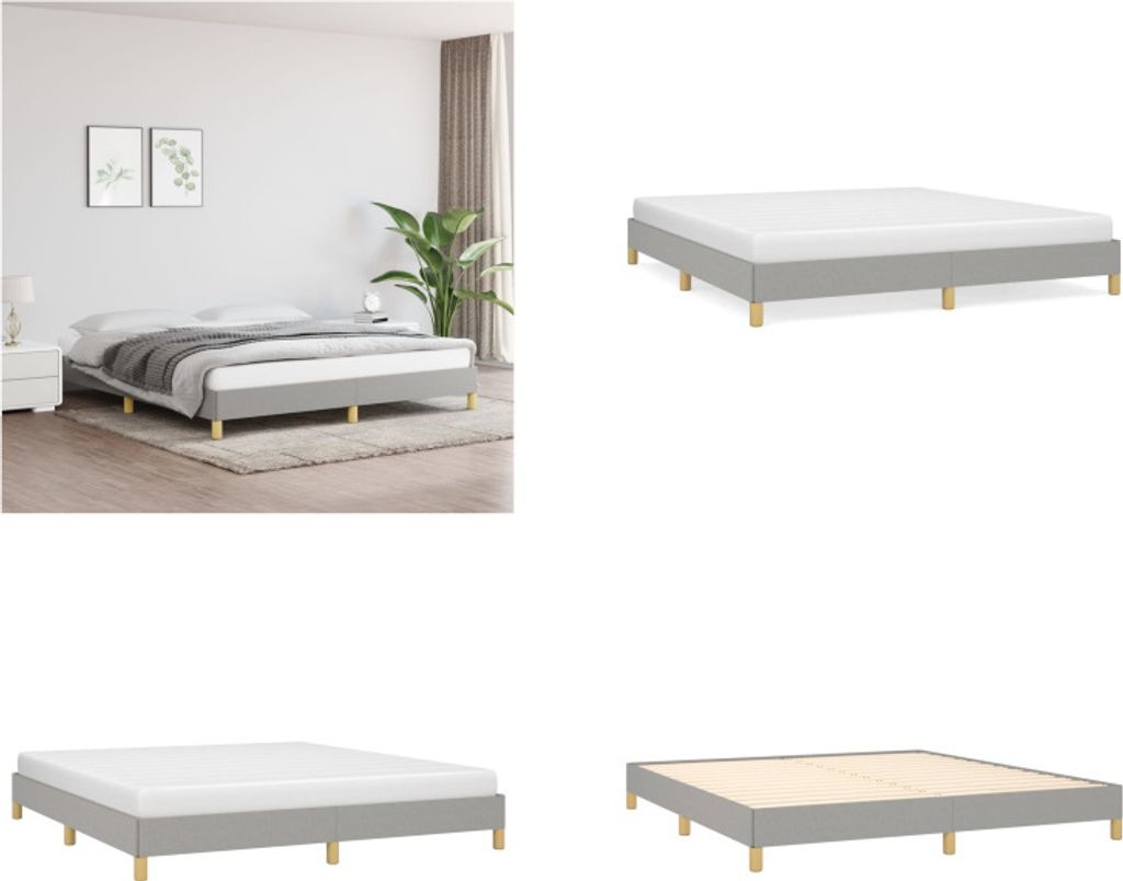 vidaXL Bettgestell Hellgrau 180×200 cm Stoff - Bettgestell - Bettgestelle - Bettrahmen - Bett