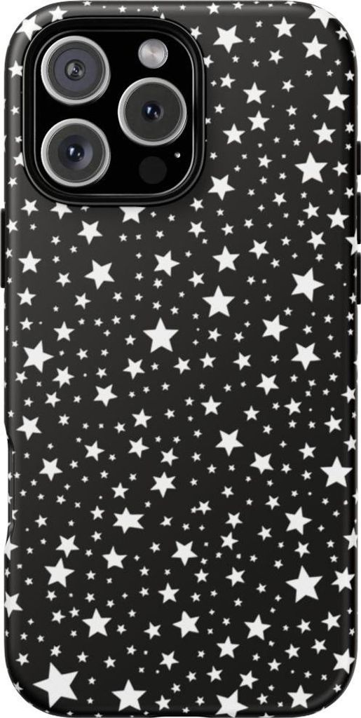 Weiße Sterne auf schwarzem Hintergrund – Hülle Kompatibel mit iPhone 16 Pro Max