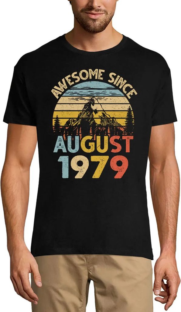 Herren Grafik T-Shirt Ehrfürchtig seit August 1979 - Vintage Mountain – Awesome Since August 1979 - Vintage Mountain – Geschenk 45. Geburtstag