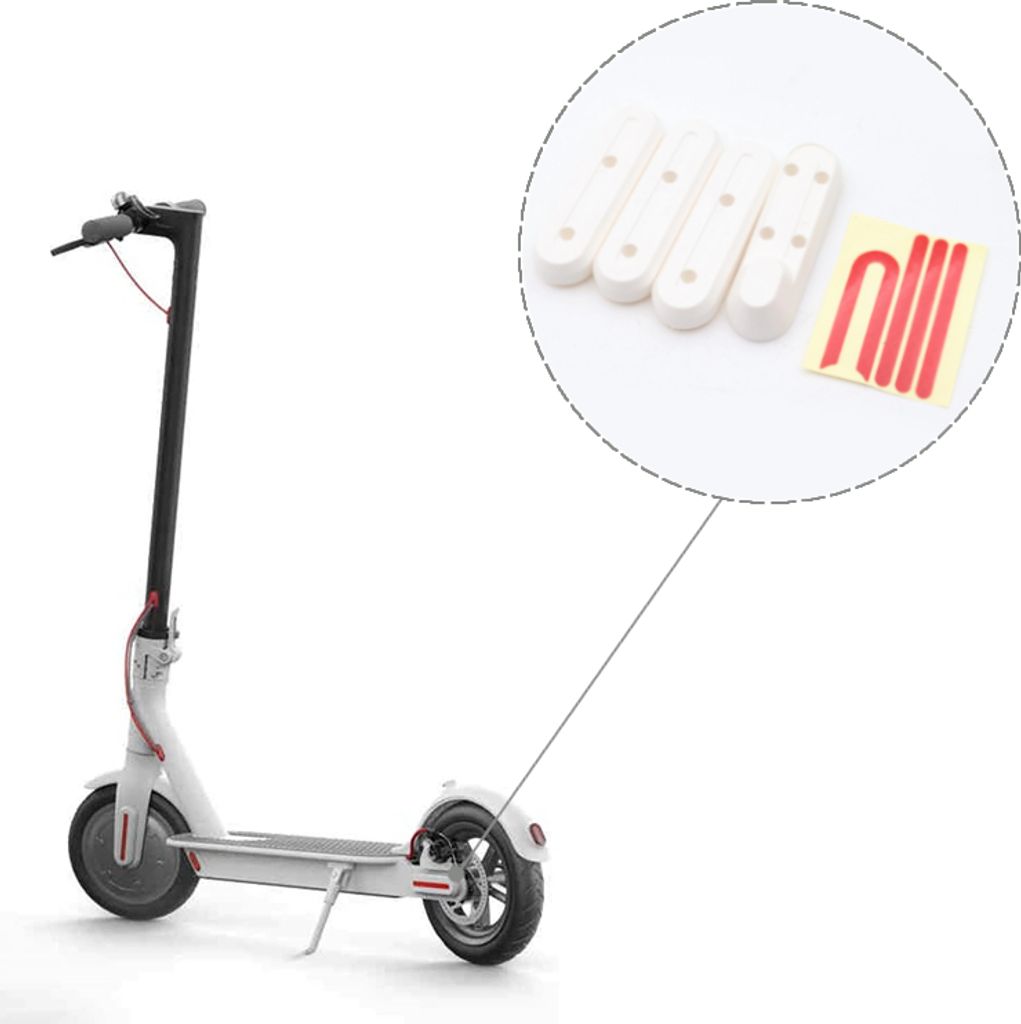 4x weiße Radbolzenabdeckung + reflektierende Aufkleber für Xiaomi M365/PRO/PRO 2