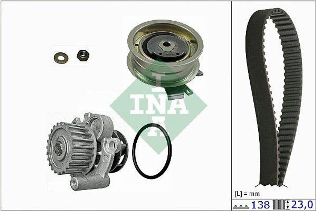 INA 530 0171 30 Wasserpumpe + Zahnriemensatz OE 06A109119B kompatibel mit Alhambra, Cordoba, Ibiza, Fabia, Octavia, Superb, Bora, Caddy, Golf IV, G...
