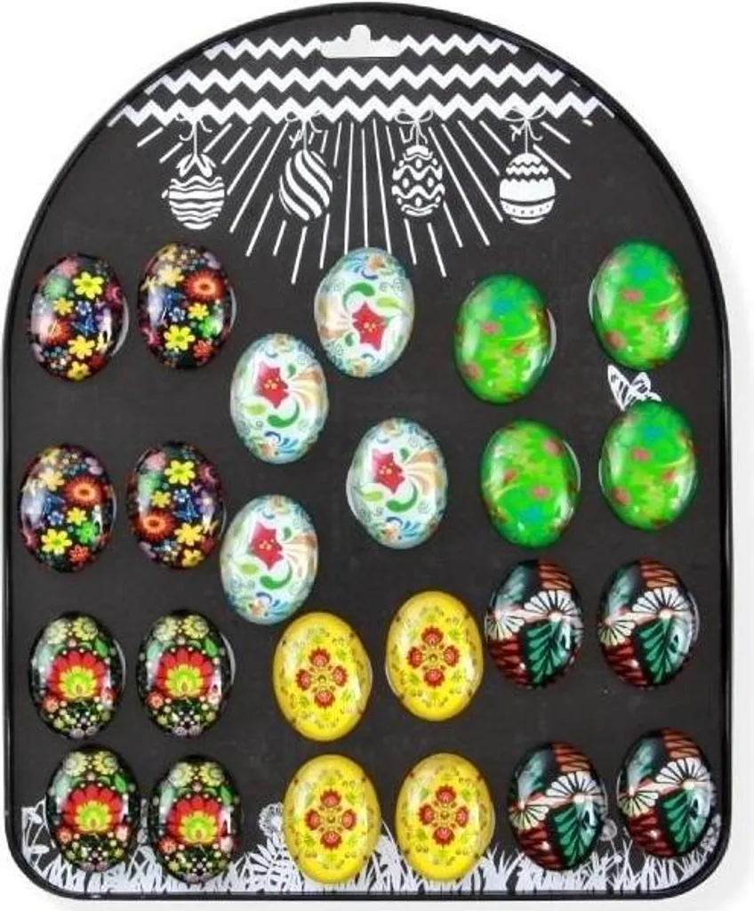 Lot de 24 aimants magnets de Pâques en forme d'œufs décoratifs colorés