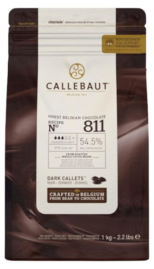 Barry Callebaut 811 Zartbitter Schokolade Kuvertüre 1 kg Produktbild 