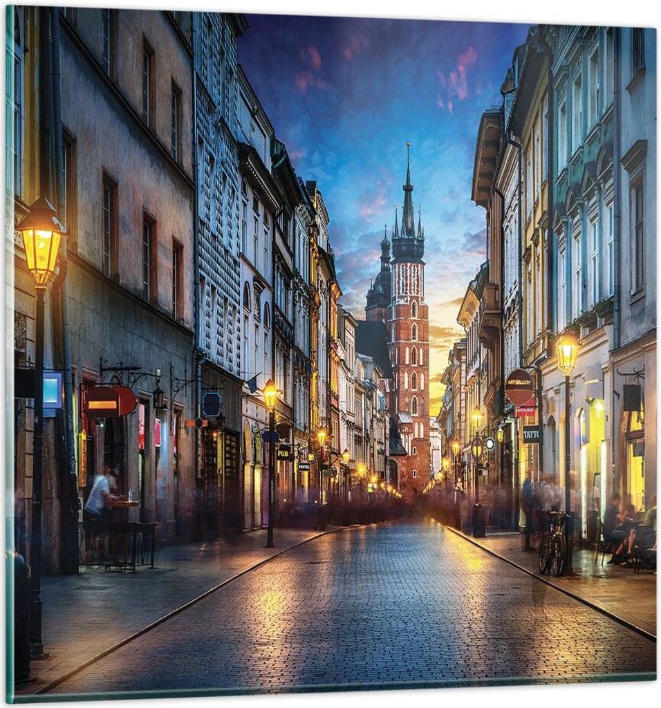 Bilder auf glas - Einteilig - Krakau Kirche Mariacki - 70x70cm - Glasbilder - Wandbilder - Bilder - zum Aufhängen bereit - Wanddekoration aus Glas...