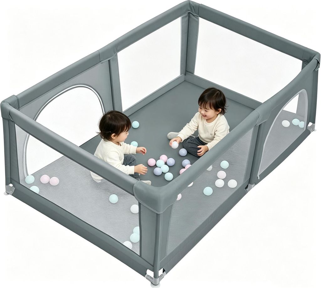 Laufstall Baby Laufgitter 180x120cm Rutschfester Produktbild 