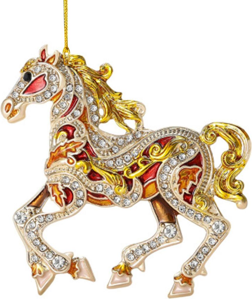 Weihnachtsbaumschmuck in Pferdeform: Funkelnde Strass-Pferde zum Aufhängen, Acryl-Weihnachtsbaumschmuck für Winter-, Weihnachtsfeier- und Weihnac...