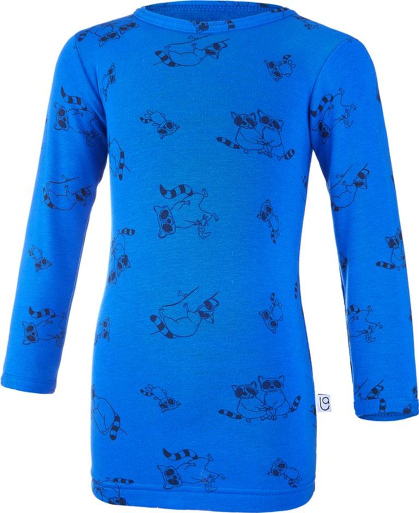 Kinder T-Shirt Langarm DRUCK Outlast - Royalblau Waschbären