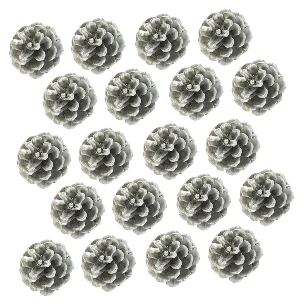 Weihnachtliche Dekoration Kiefernzapfen 20 Stück Kleine Silberne Künstliche Tannenzapfen 1–3,5cm Zubehör für Weihnachtsdeko und Basteln