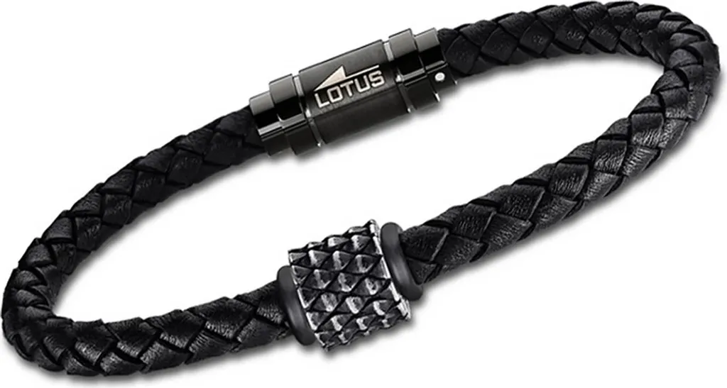 Bracciale Lotus Style LS1980-2/1 Uomo Pelle Nera e Acciaio Inox
