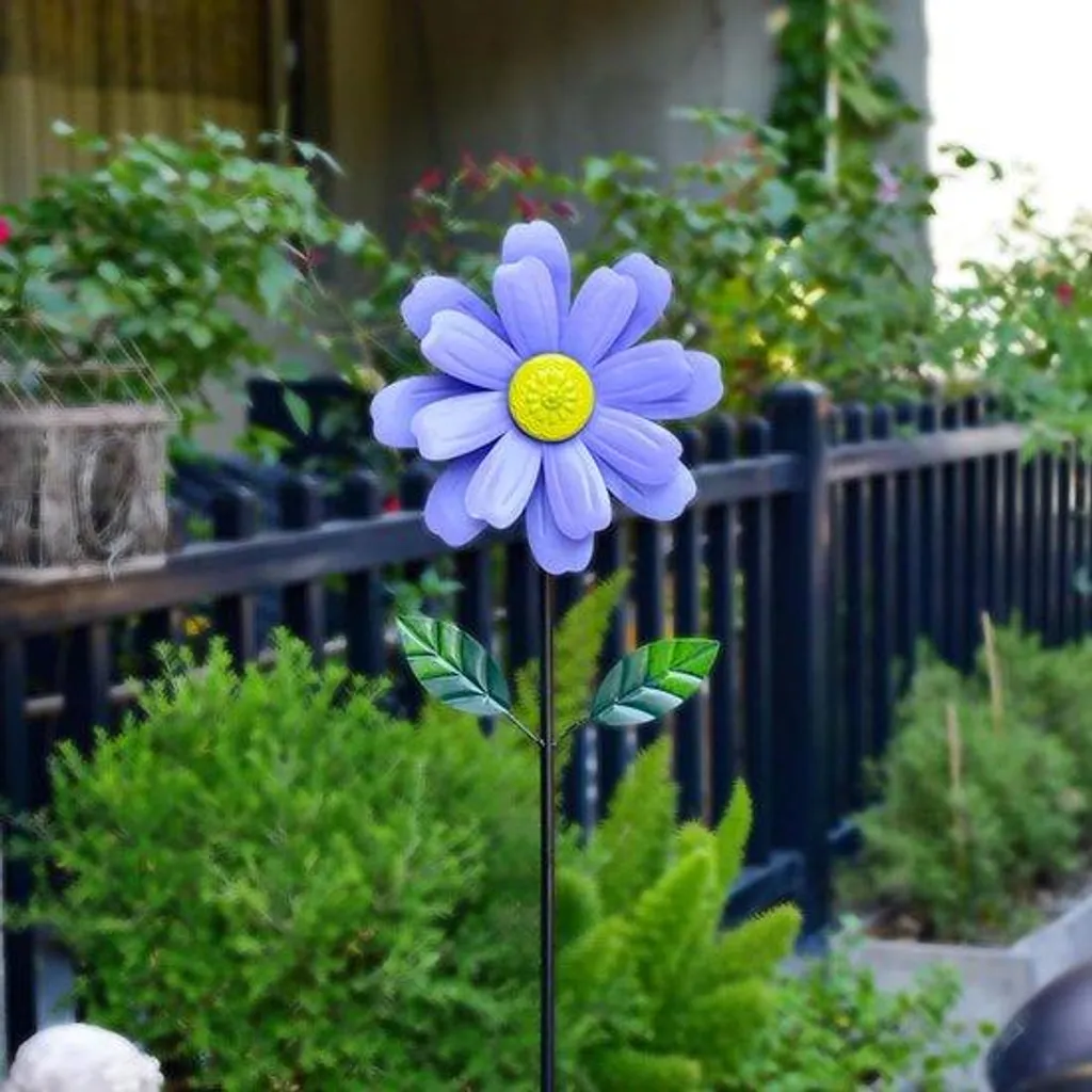 Balançoire de jardin éolienne sans fil à double panier fleurs bicolores