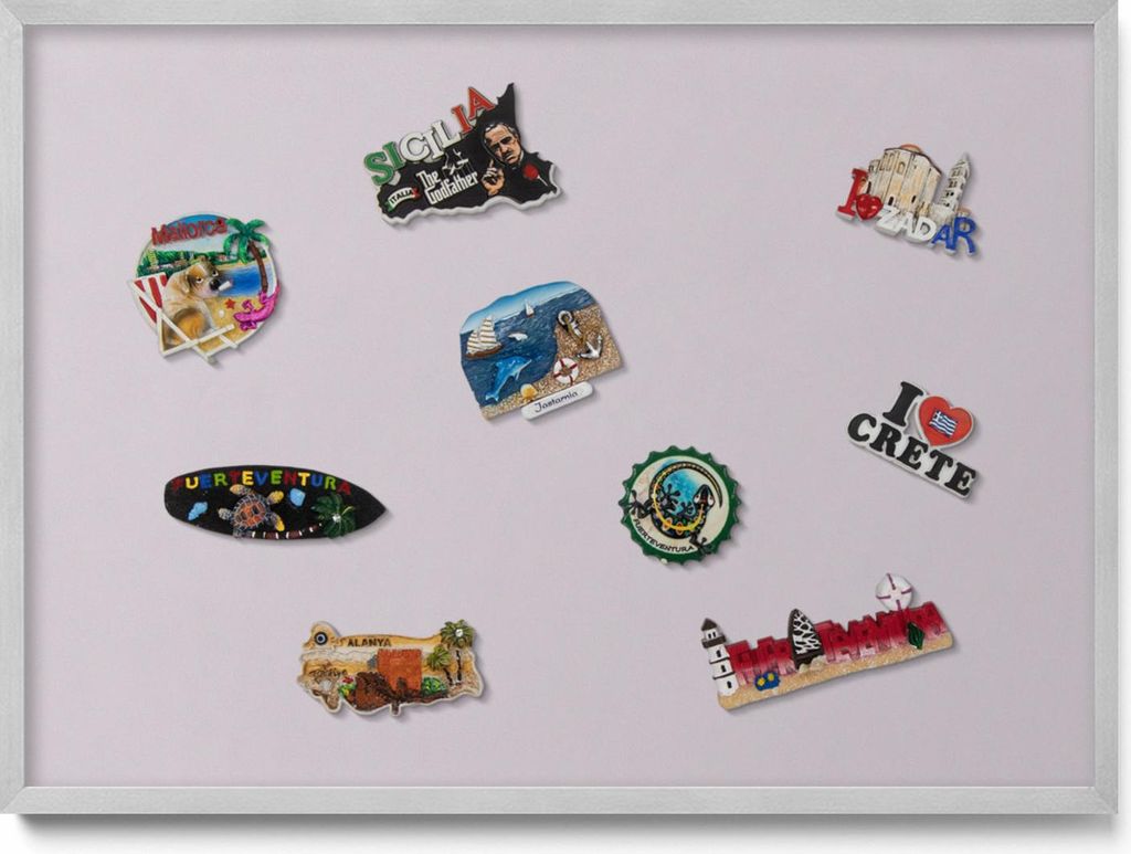 Magnetwand 70x50 cm – Silberner Rahmen – Fliederfarben – Magnetische Tafel, Weißwandtafel – Wandmontage, Flur