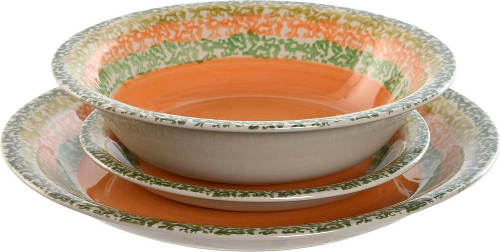 Vajilla Home ESPRIT Naranja Gres 27 x 27 x 2 cm 18 Piezas