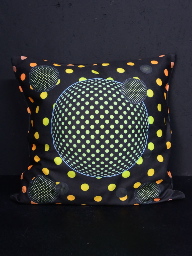 PSYWORK Schwarzlicht Kissen Neon "Dots Bubble Balls", 40x40cm