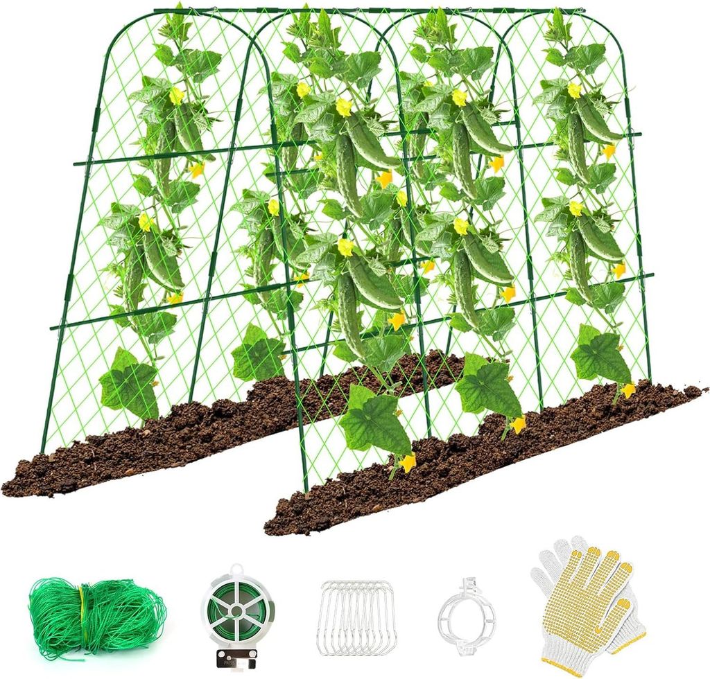 48-65 Zoll Komkommer Trellis für erhöhtes Beet - U-förmiges Gartenroster - Kletterpflanzen draußen - Metallbogen - Gemüse-Latwerk - abnehmbar ...