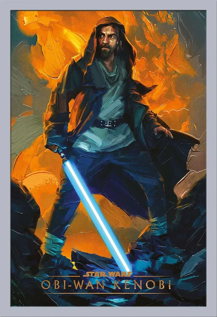 Affiche Star Wars Kenobi Guardian 61x91,5 cm avec Cadre MDF Argenté