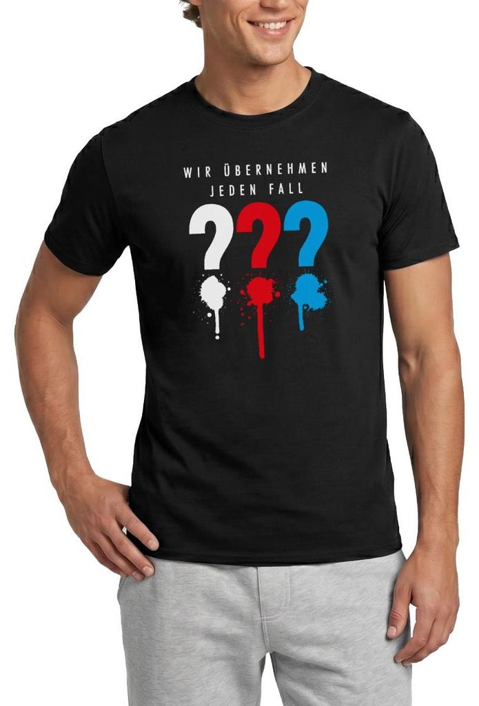 Spreadshirt Die Drei Fragezeichen Wir Übernehmen Jeden Fall Männer T-Shirt, S, Schwarz