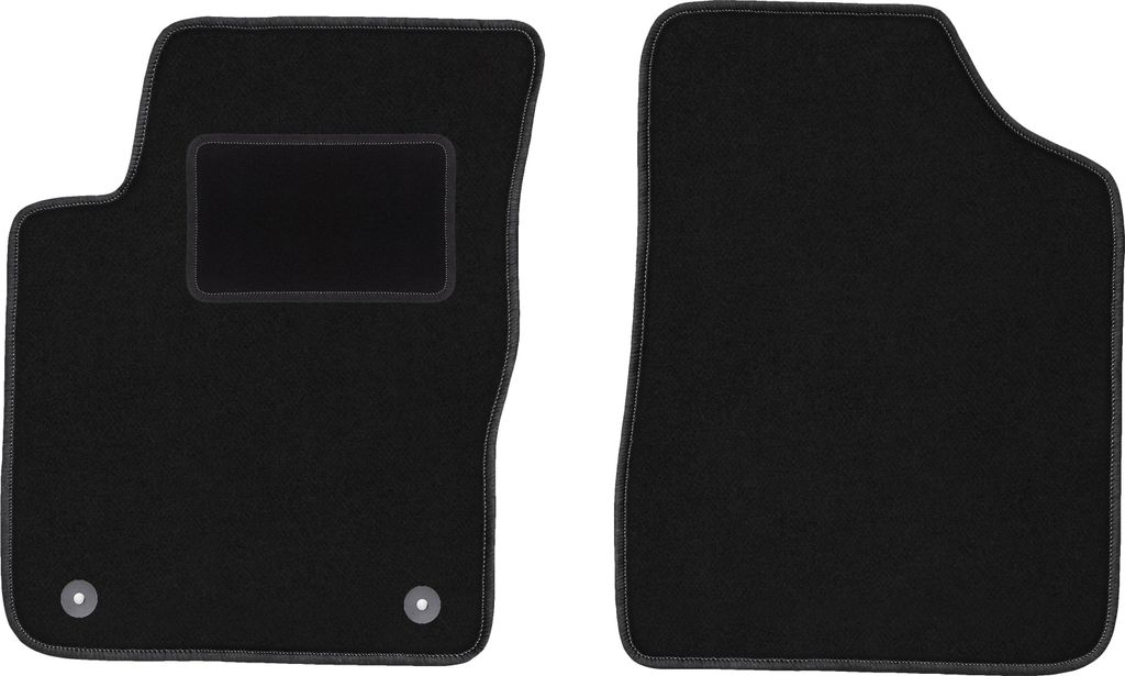 Velours-Fußmatten Vorne passend für Hyundai i10 (Schrägheck, Bj. 2007-2013) – schwarz, passgenau, mit Befestigungen set 2 Stk. - STANDARD