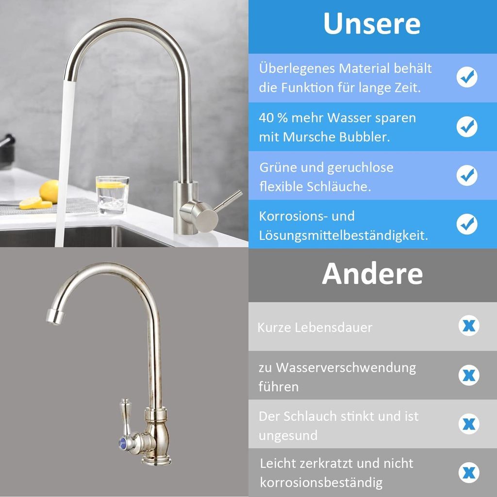 ZMH Wasserhahn Küche Hochdruck Küchenarmatur Armatur Produktbild 5