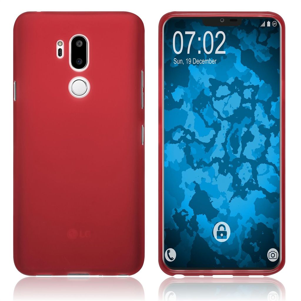 PhoneNatic Case kompatibel mit LG G7 ThinQ - rot Silikon Hülle matt Cover