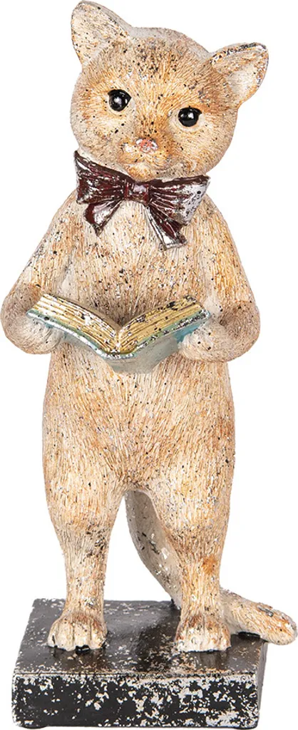 Figura Gatto Oro Beige 27cm Clayre & Eef | Decorazione Interni Lusso