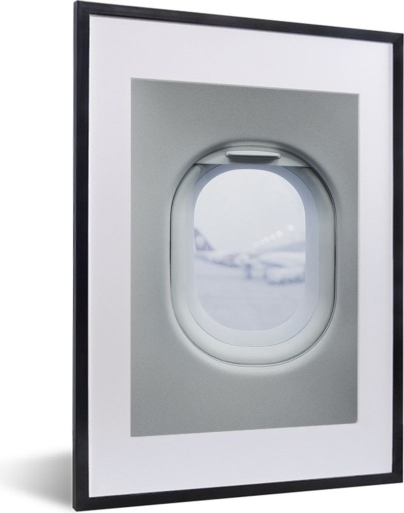 MuchoWow MuchoWow Gerahmtes Poster Blick aus dem Flugzeugfenster 30x40 cm - Poster mit zchwarzem Bilderrahmen - Wandposter Schlafzimmer