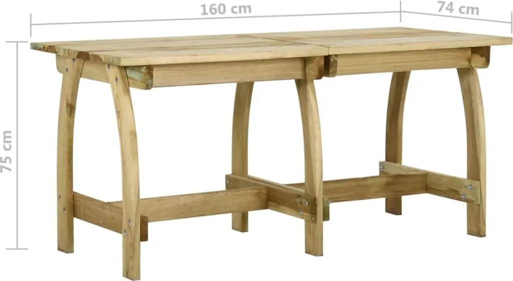Grande table de repas extérieure en bois traité pour terrasse 160cm