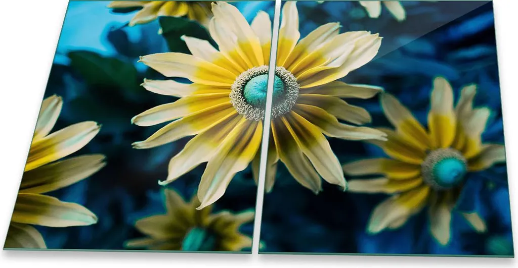 Piastra Copri Piano Cottura in Vetro 2 Pezzi 40x52 Fiori Gialli
