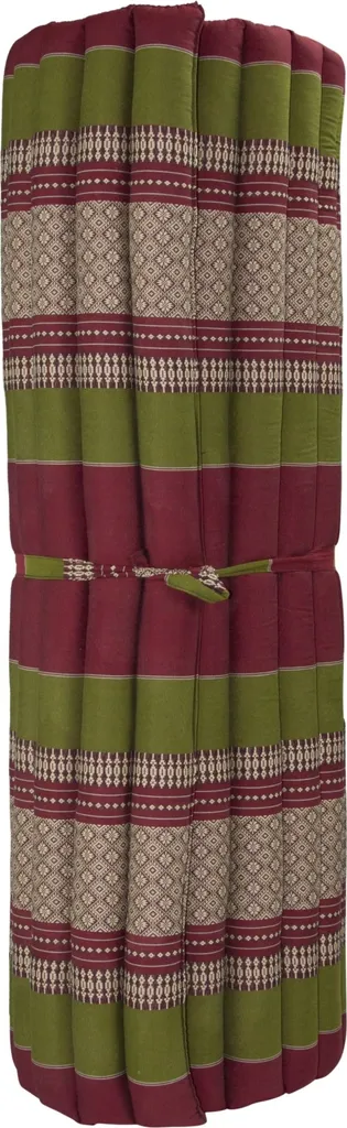 Matelas Thaïlandais en Kapok 200x100cm Vert et Bourgogne pour Massage Zen