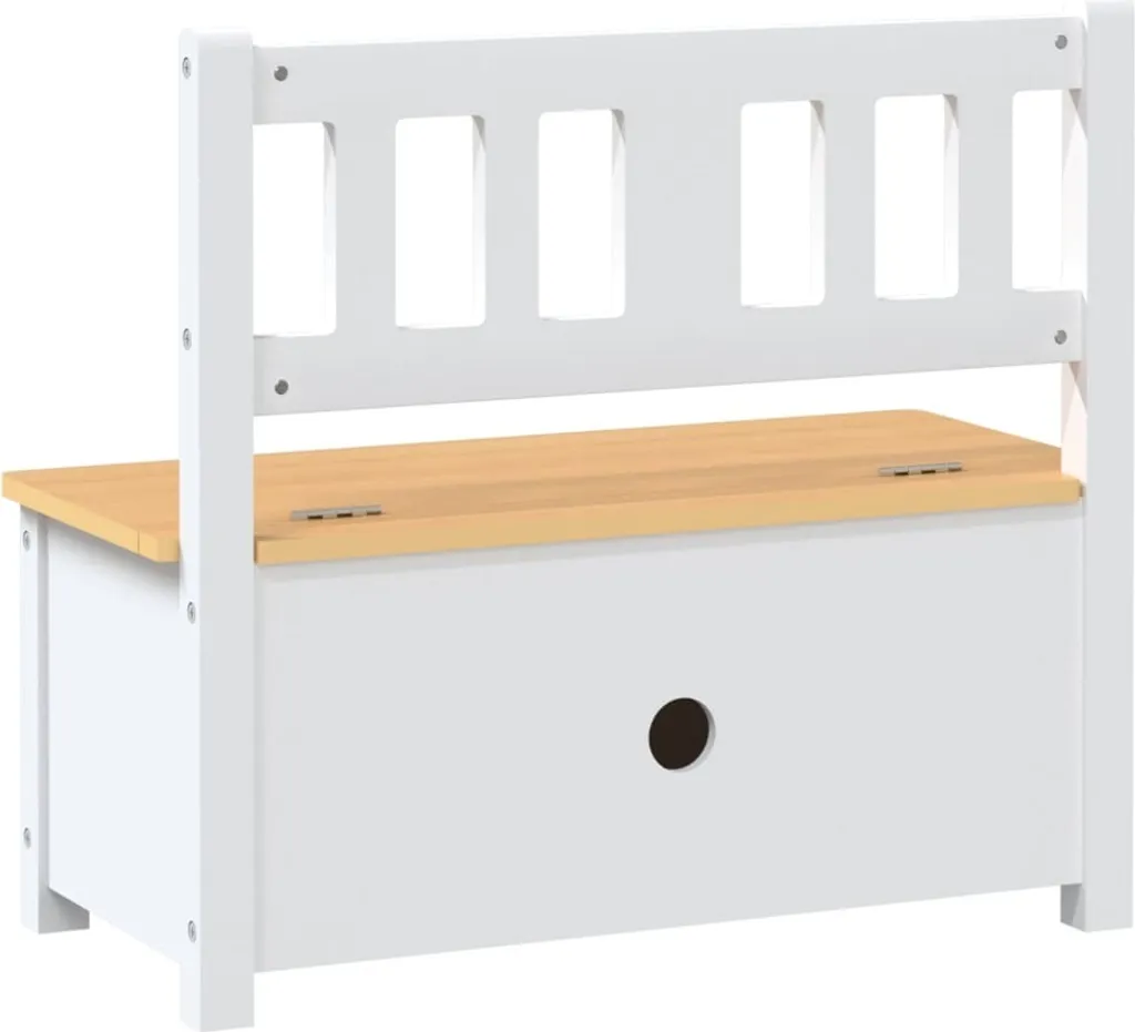 Banc de rangement enfant bicolore 60 cm en MDF résistant et sûr
