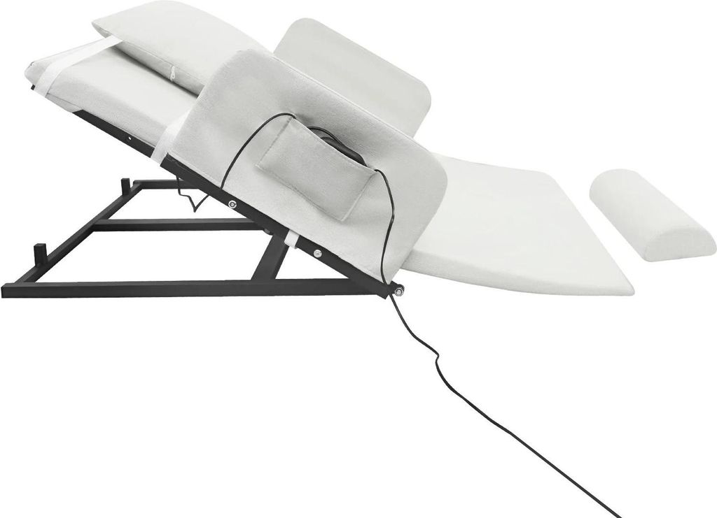 Bett-Rückenstütze - Elektrische hebbare Rückenlehne - Verstellbar 10–80° - 220 V Motor - 100 kg Traglast - Atmungsaktiv - Weiß