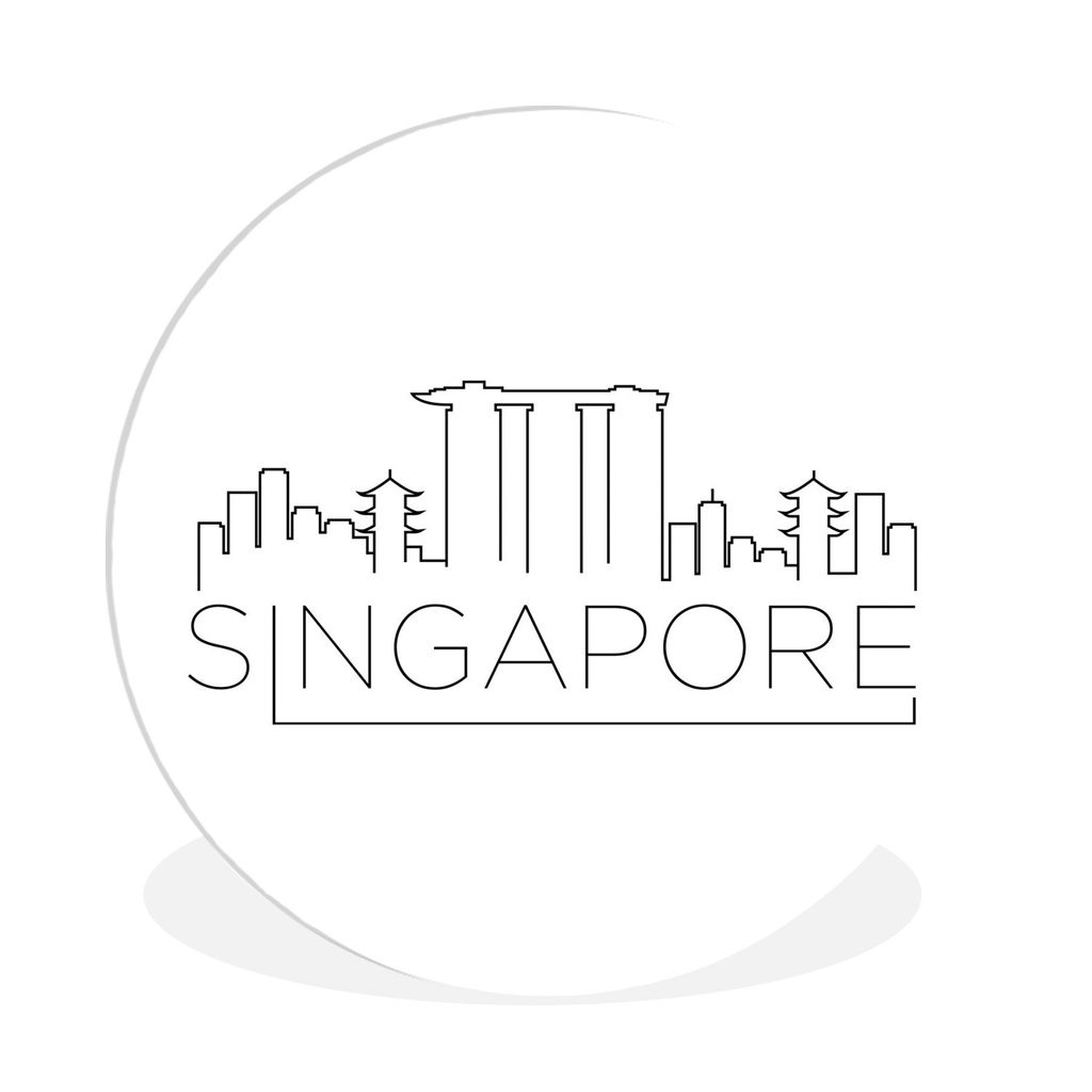 MuchoWow Rundes Wandbild - Runde Bilder Skyline "Singapur" weiß Ø 90 cm Kreis Wanddekoration Kunststoff - Wandkreis - Wandschmuck - Wand-Kreis ...