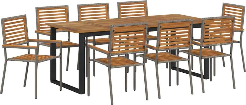 vidaXL Garten Essgruppe 9 pcs Grau Massivholz Akazie