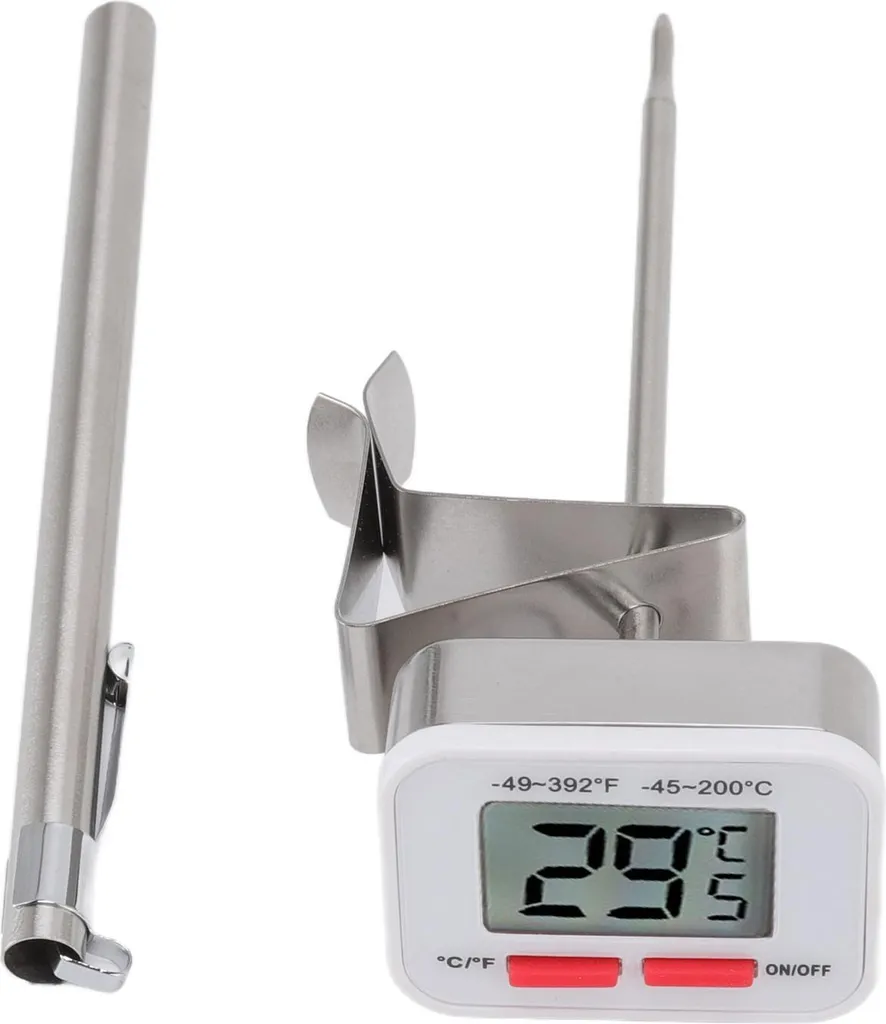 Thermomètre de Cuisine en Acier Inoxydable avec Support Clip Réglable